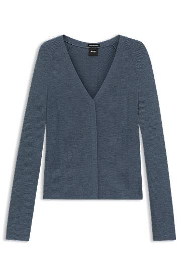 Пуловер BOSS Merino Wool Cardigan Синьо | 50544904, 0