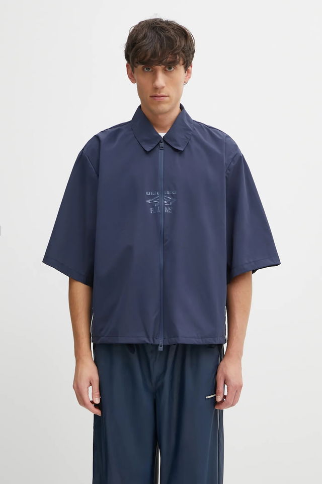 Rains x Umbro Relaxed Short-Sleeve Collared Zip-Up Shirt