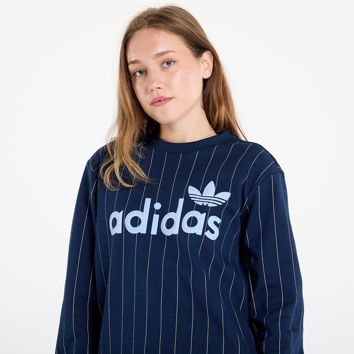 Пуловер adidas Performance Pinstripe Graphic Sweatshirt Тъмно синьо | JJ3488, 1