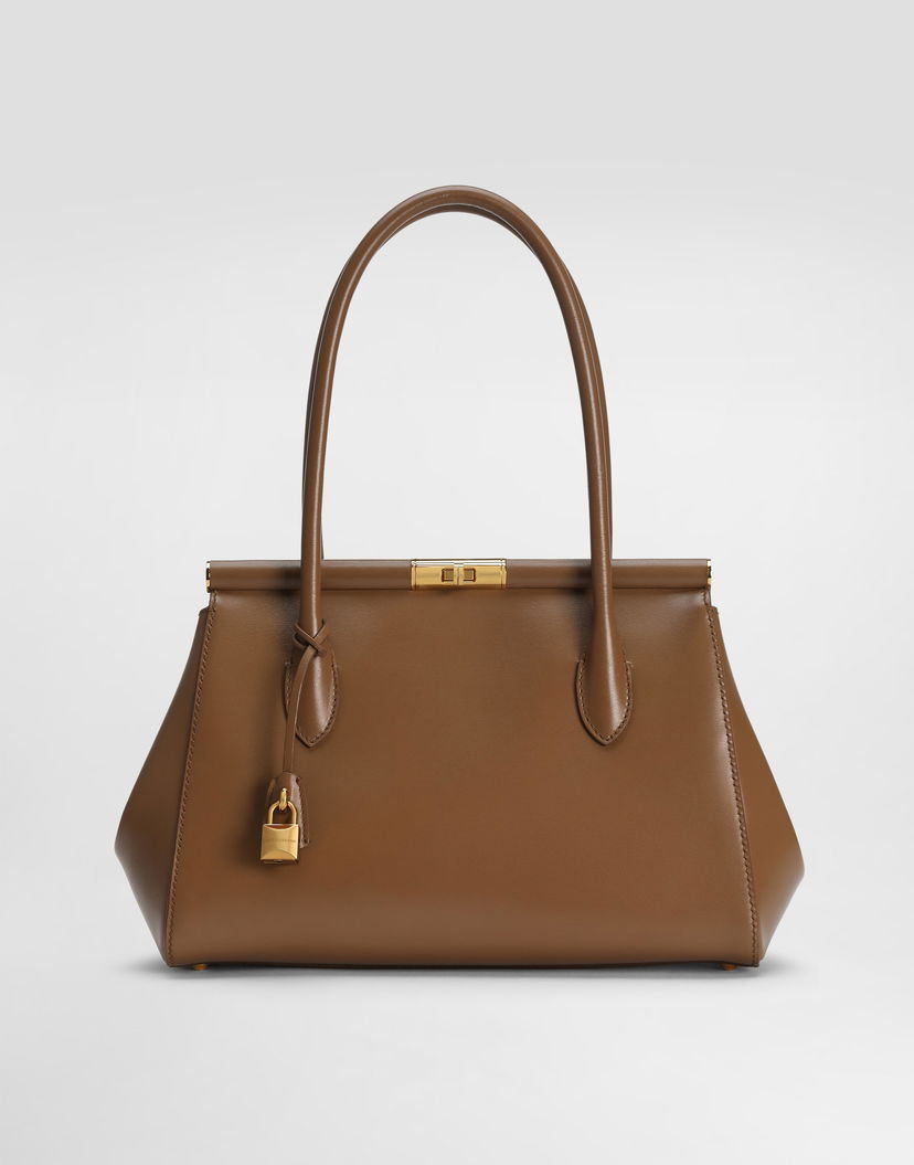 Дамска чанта Dolce & Gabbana Dolce & Gabbana Marlene Everyday Calf Leather Bag Кафяво | BB7734A3G198Z093