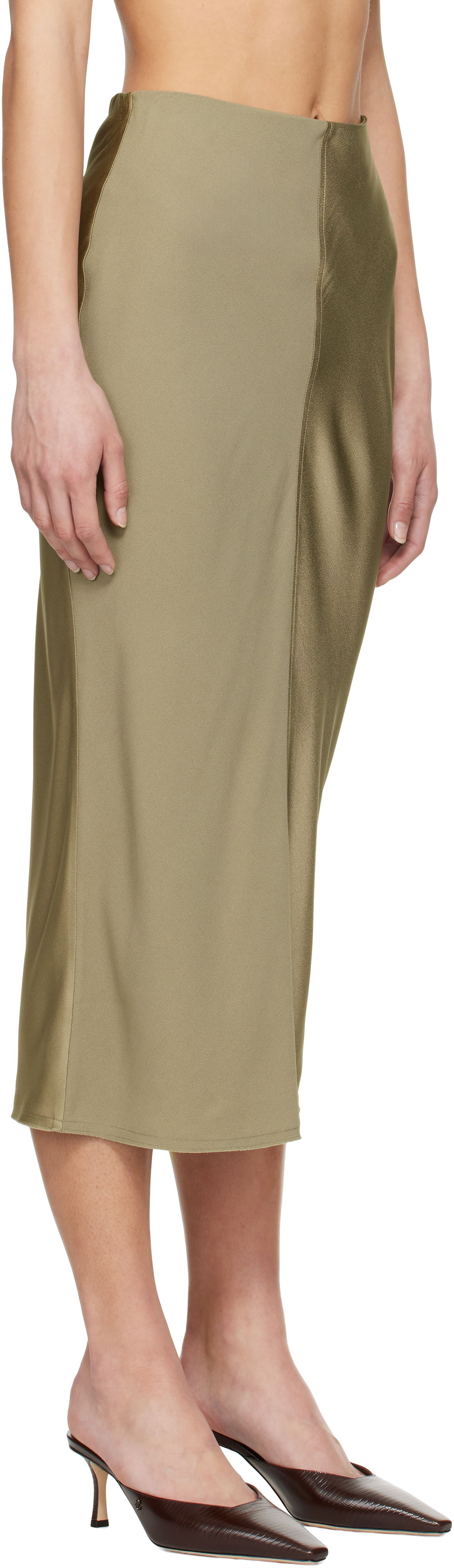 Пола AMI AMI Paris Straight Midi Skirt Зелено | FSK266.AC0014, 1