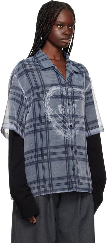 Риза We11done We11done Heart Layered Check Pattern Shirt Сиво | WD-SH1-25-176-U-GY, 1