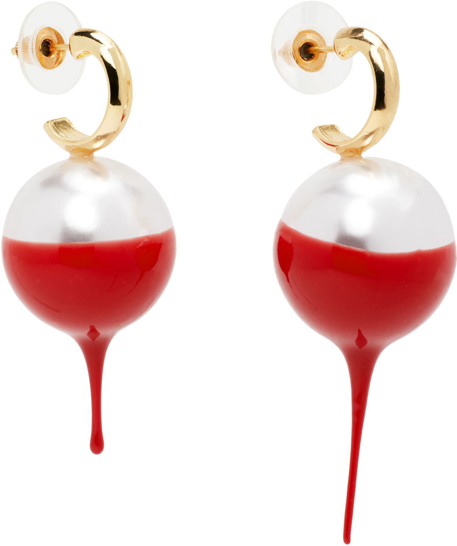 Обеци Ottolinger Ottolinger Dipped Pearl Drop Earrings Червено | 125-902625-02, 1