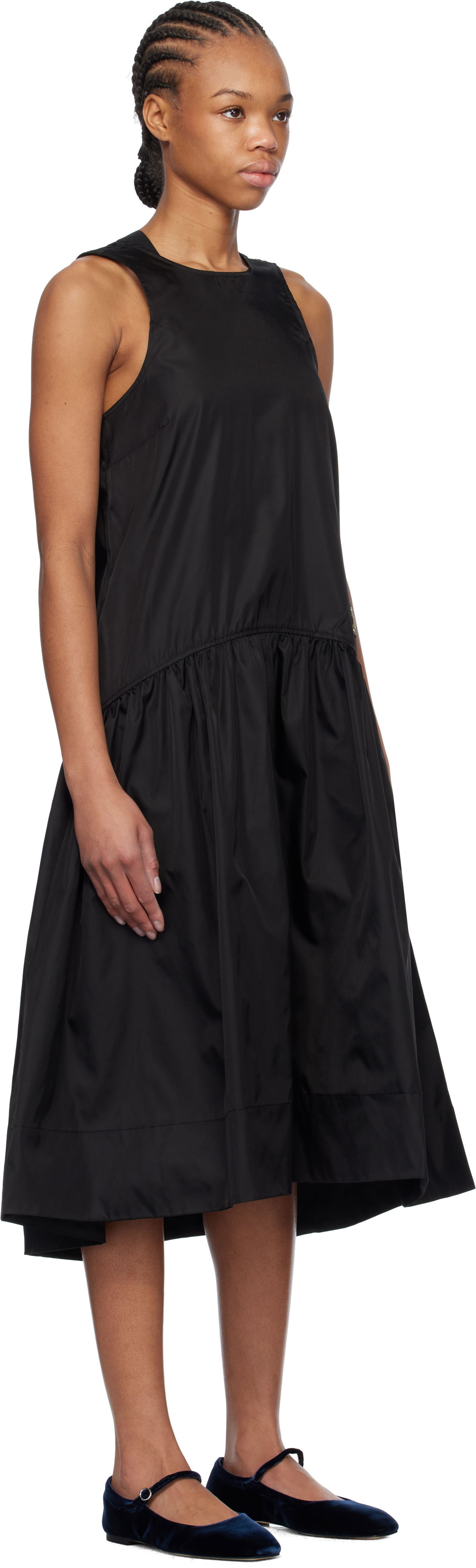 Pокля GANNI GANNI Duchesse Nylon Midi Dress Черно | W0478, 1