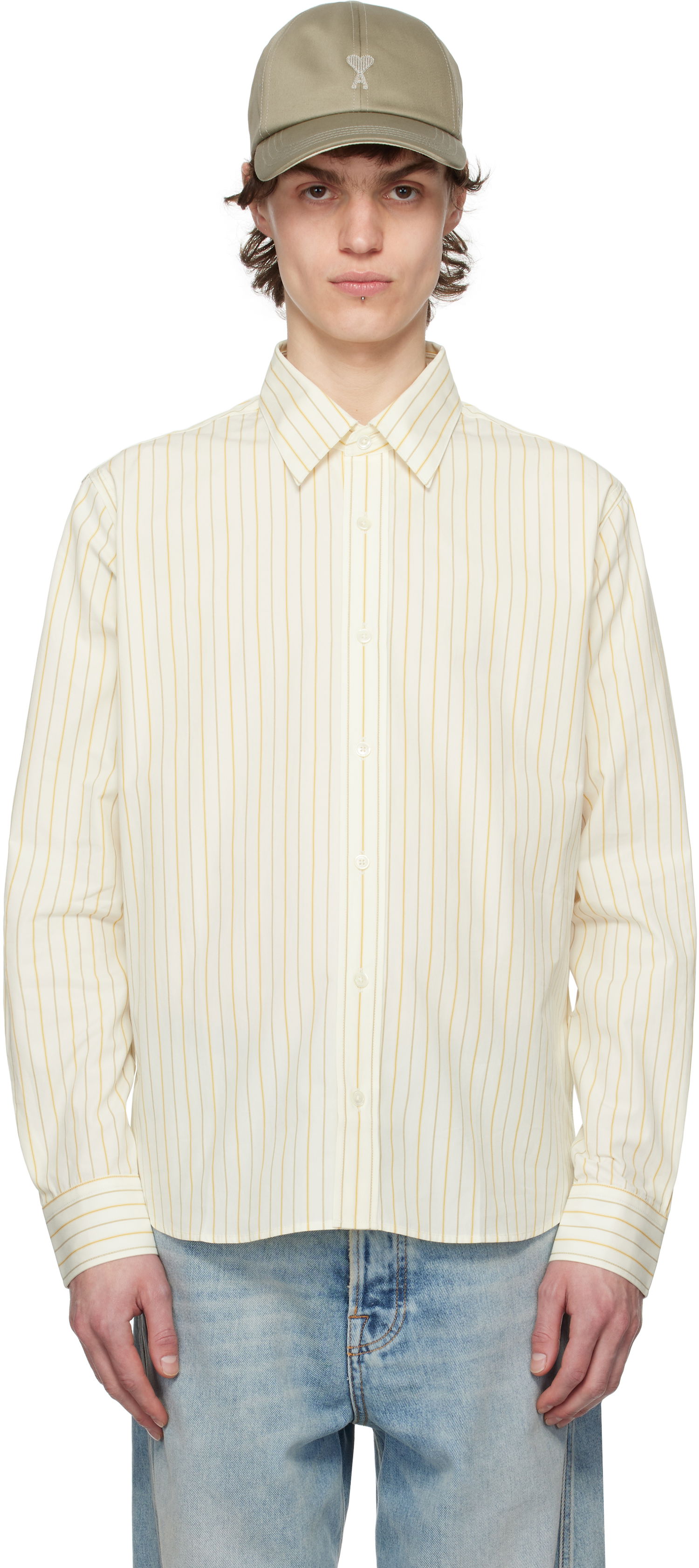 Риза AMI AMI Paris Classic Striped Shirt Жълто | HSH051.CO0109, 0