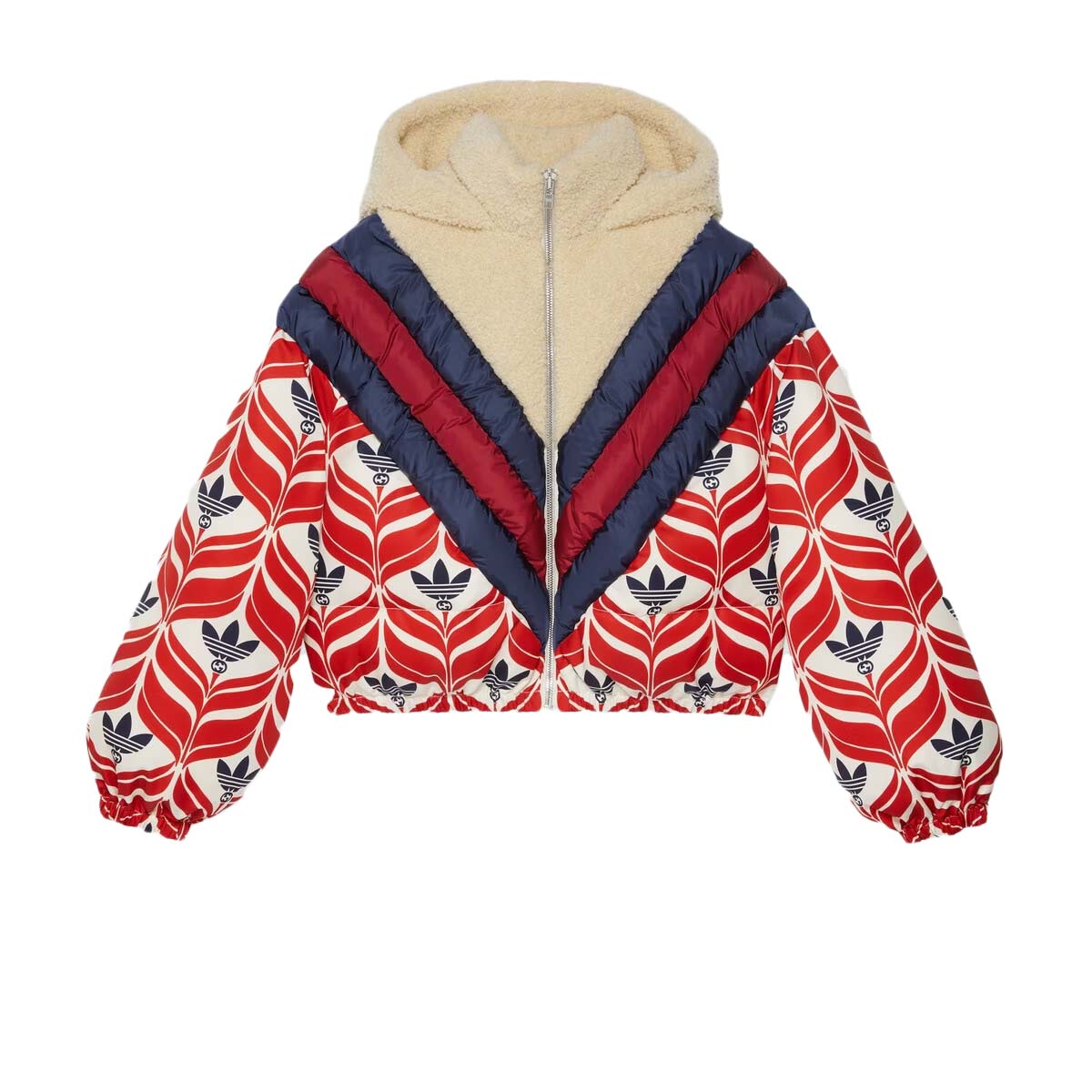 Пухо яке Gucci adidas x Hooded Puffer Jacket Black/White/Red Червено | 714852 ZALFN 1043, 0