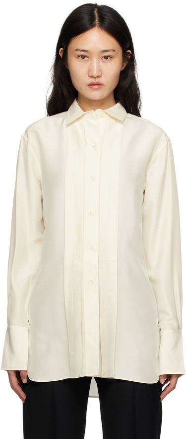 Риза TOTEME TOTEME Women's Pleated Silk Shirt Бяло | 233-5059-231, 0