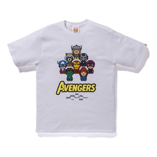Тениска BAPE Bathing Ape x Marvel Milo Avengers T-Shirt Бяло | 2F23-110-903