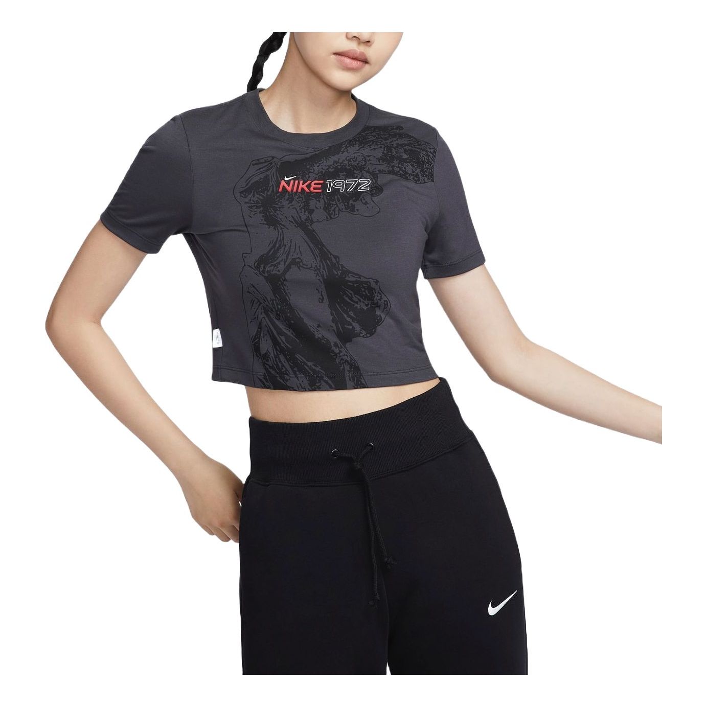Съкратен топ Nike Sportswear Slim Crop Graphic T-Shirt Сиво | HF7396-060, 0