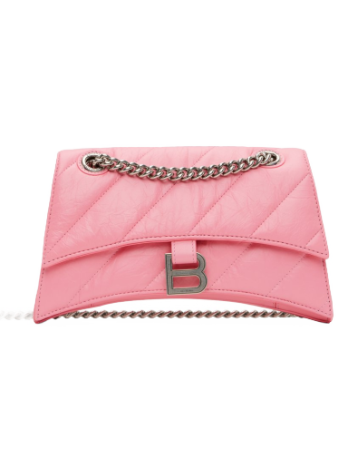 Чанта през рамо Balenciaga Small Crush Chain Bag Розово | 716351 210J0