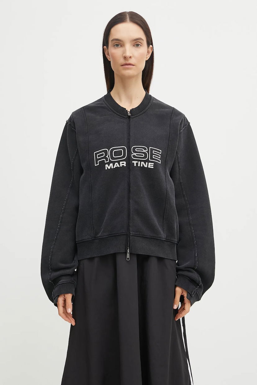 Суитчър Martine Rose Martine Rose Shrunken Zip Up Crew Sweatshirt Черно | 670JS01002CW