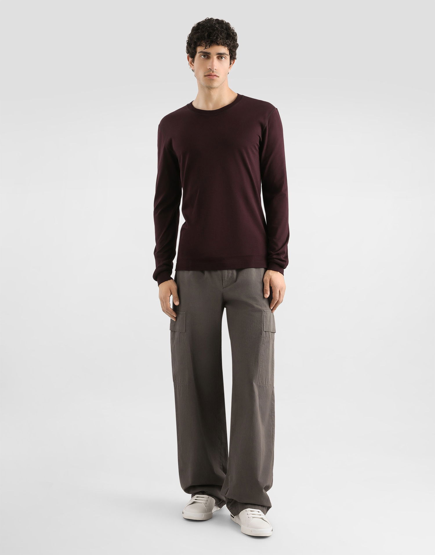 Тениска Dolce & Gabbana Dolce & Gabbana Men's Cotton Long Sleeve T-Shirt Бургунди | G8SX5TFU7EQM2762, 1