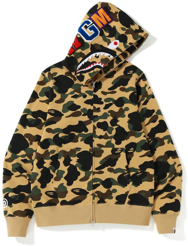 Суитчър BAPE 1st Camo Shark Full Zip Hoodie Жълто | 001ZPJ801009M-YEL