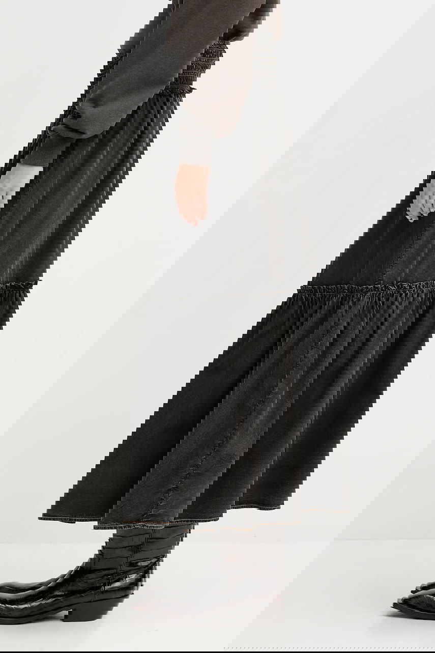 Пола GANNI GANNI Garment Dyed Cotton Smock Maxi Skirt Черно | W0877, 1