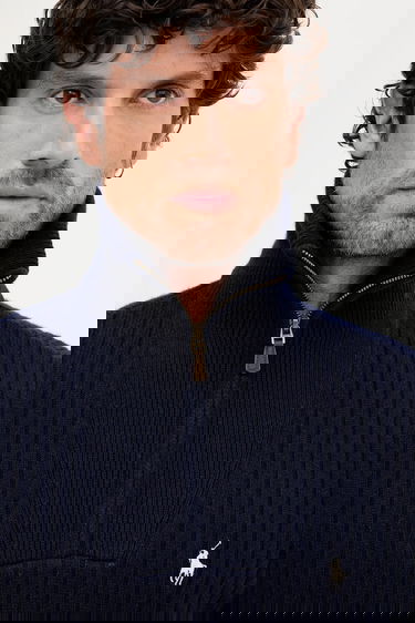 Пуловер Polo by Ralph Lauren Ribbed Quarter-Zip Sweater Тъмно синьо | 710974167, 3