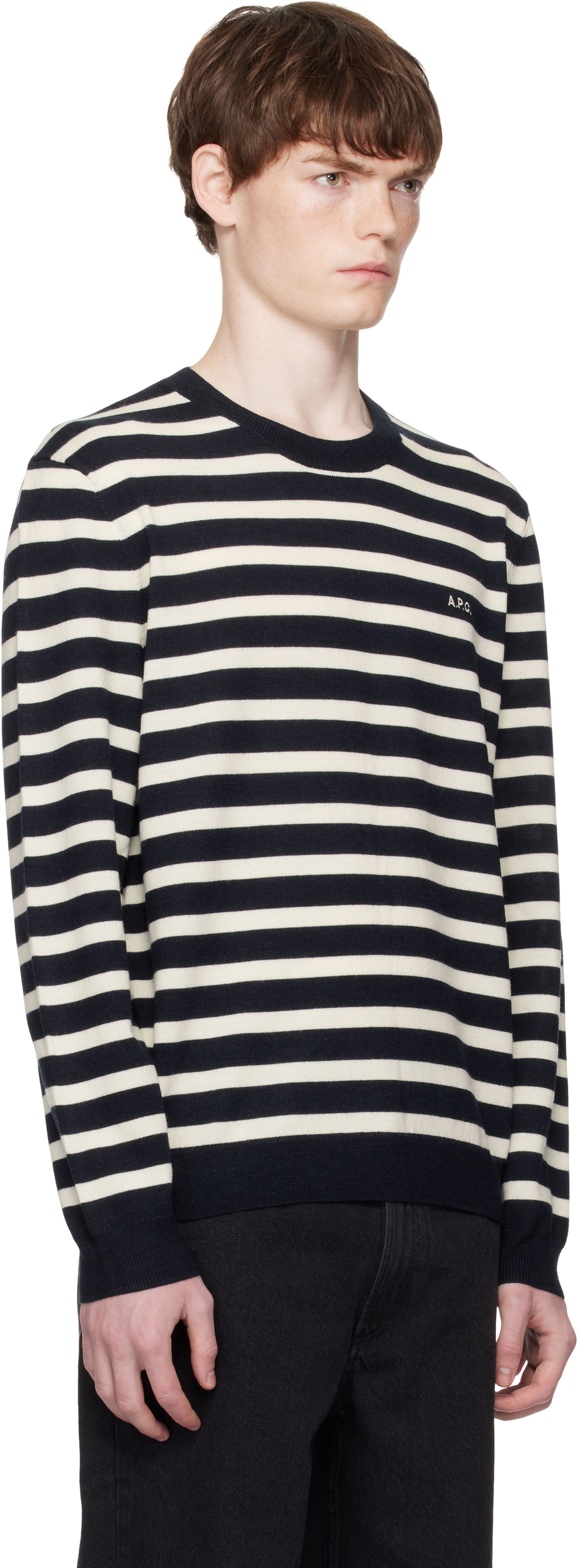 Пуловер A.P.C. A.P.C. Matthias Striped Sweater Тъмно синьо | WVBEC-H23431, 1