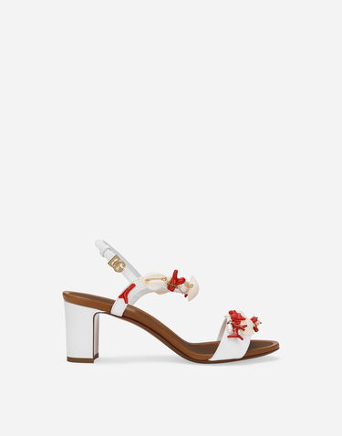 Кецове и обувки Dolce & Gabbana Nappa Leather Sandals With Coral Embroidery Бяло | CR1746AW1168V135, 0