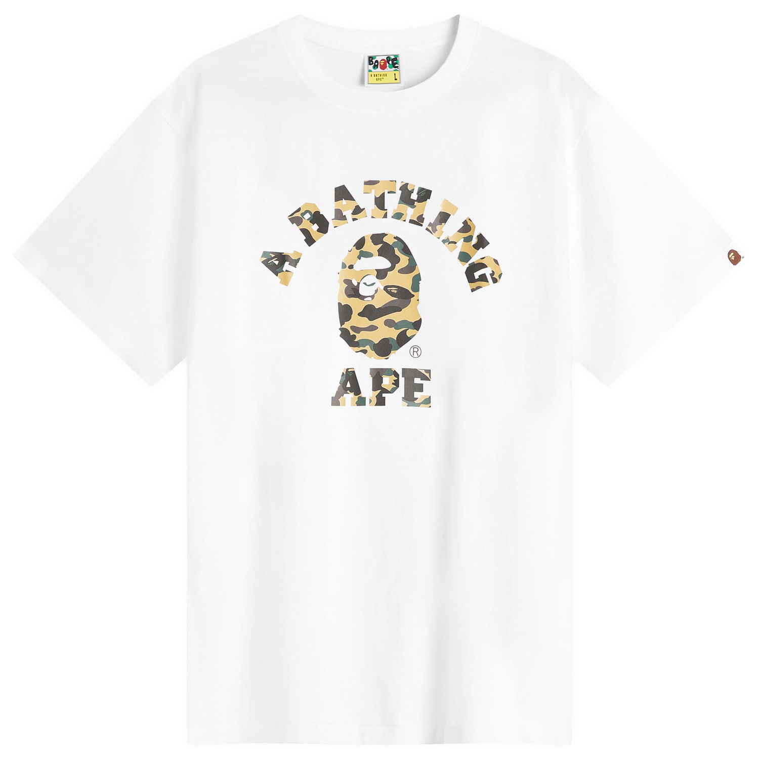 Тениска BAPE 1St Camo College Tee, Size Medium Бяло | 001TEL301012M-WYL, 0