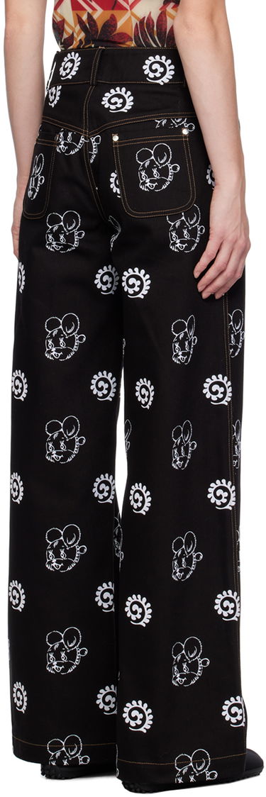 Дънки Chopova Lowena Chopova Lowena Flocked Wide-Leg Jeans Черно | 4059, 2