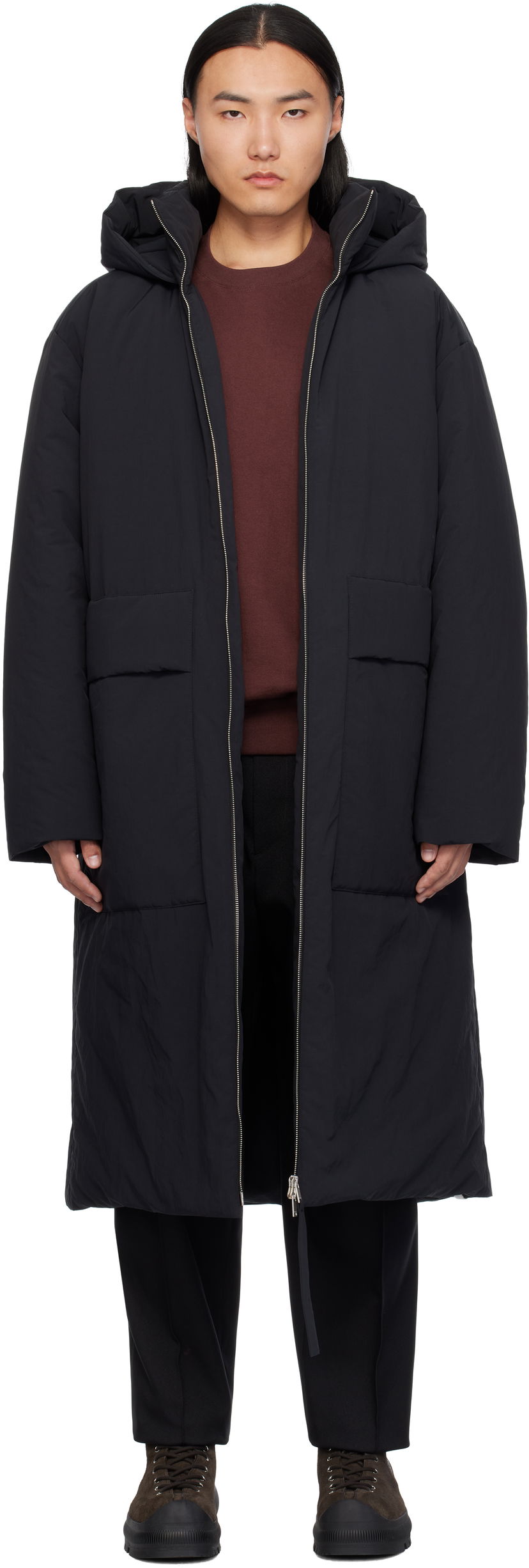 Пухо яке Jil Sander Hooded Down Coat Черно | J47AF0144_J70008