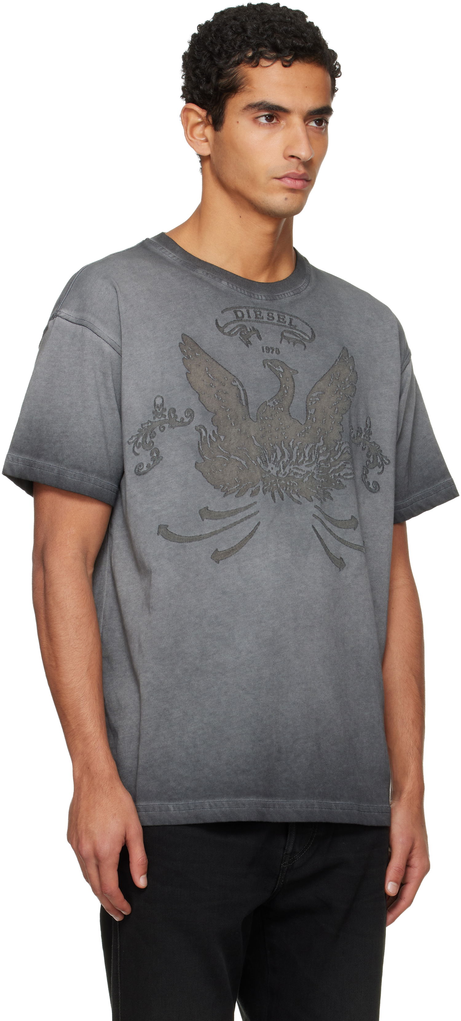 Тениска Diesel Faded Crewneck T-shirt with Eagle Print Сиво | A19373-0DLBW-93R, 1