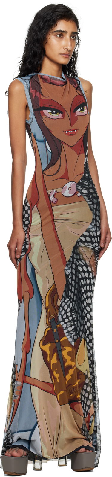 Pокля Ottolinger Ottolinger Printed Mesh Maxi Dress Многоцветен | 101-500301-04, 3
