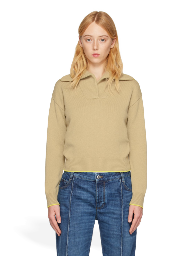 Пуловер Bottega Veneta Spread Collar Sweater Бежово | 725895 V07J0