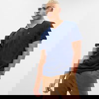 Micro Logo Vee Neck Tee Tapestry Navy