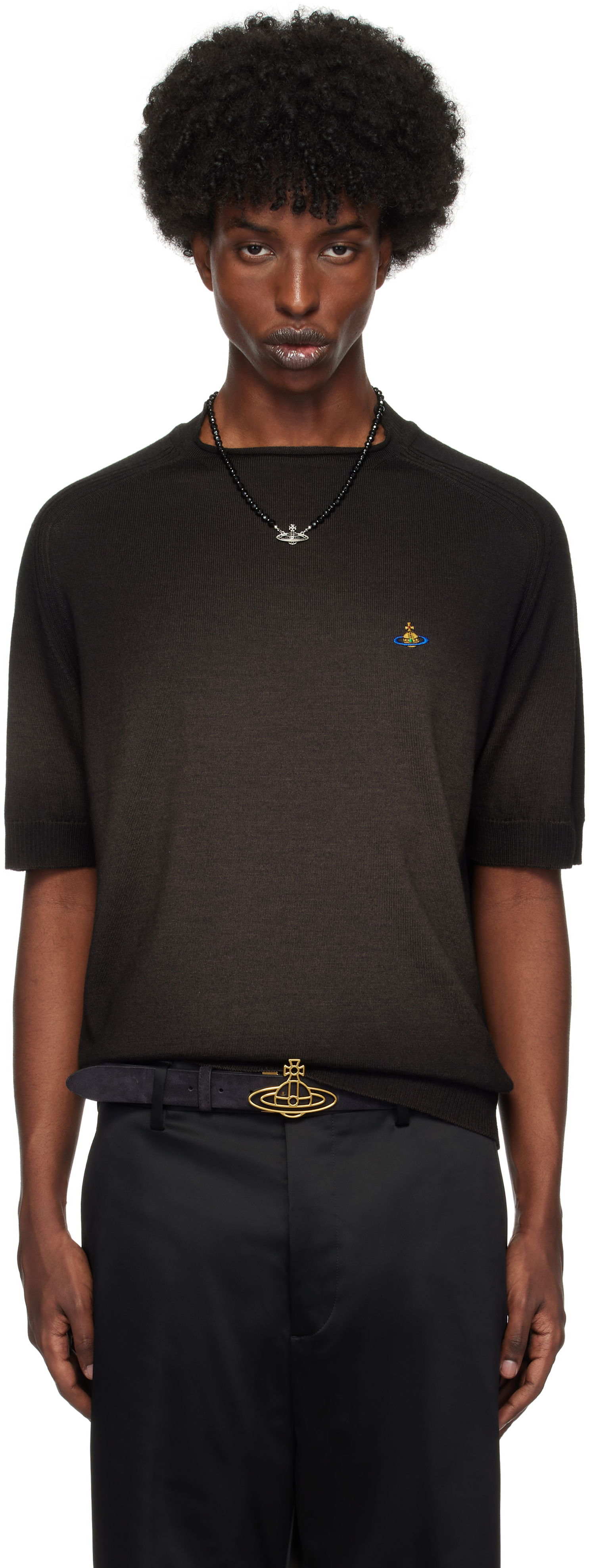Тениска Vivienne Westwood T-shirt Embroidered Logo Кафяво | 2701001S-Y002V-, 0