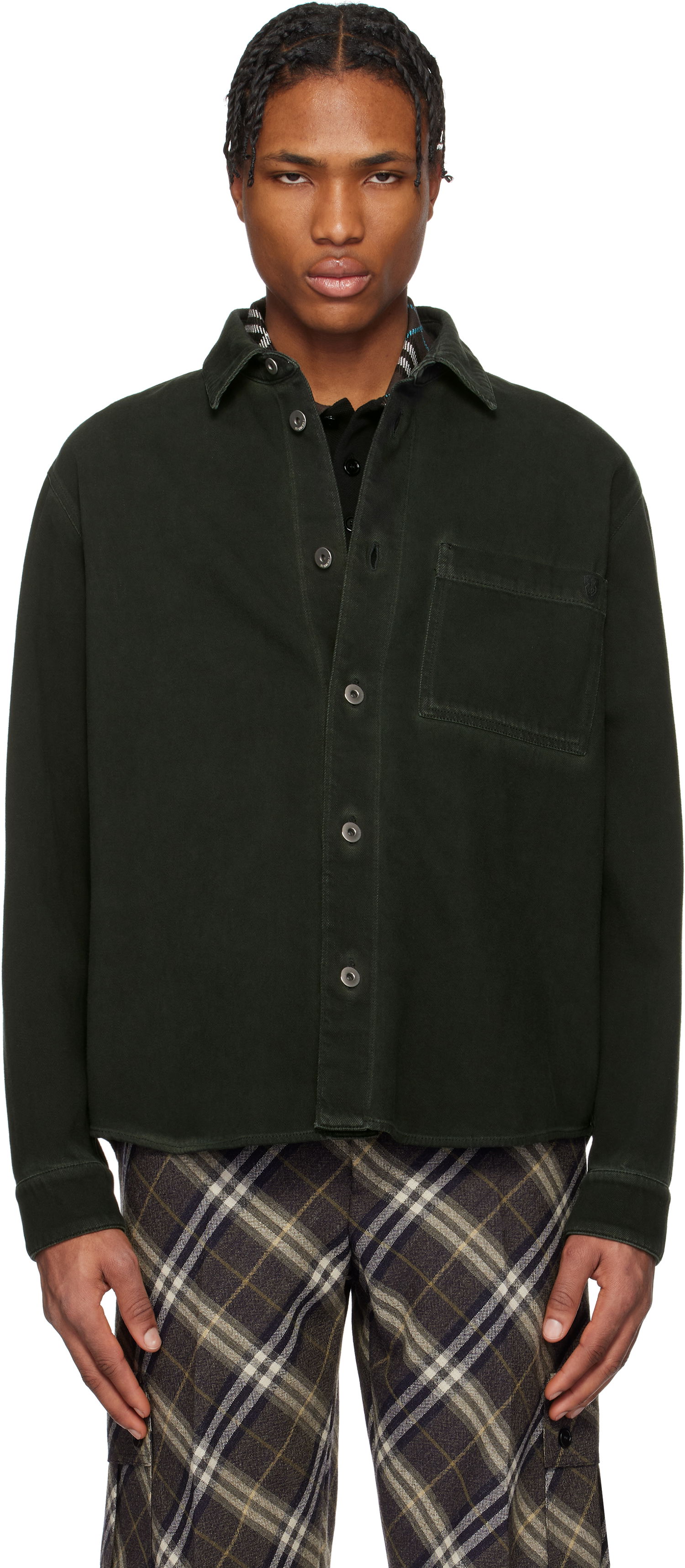 Риза Burberry Burberry Garment Dyed Denim Shirt Зелено | 8101259, 0