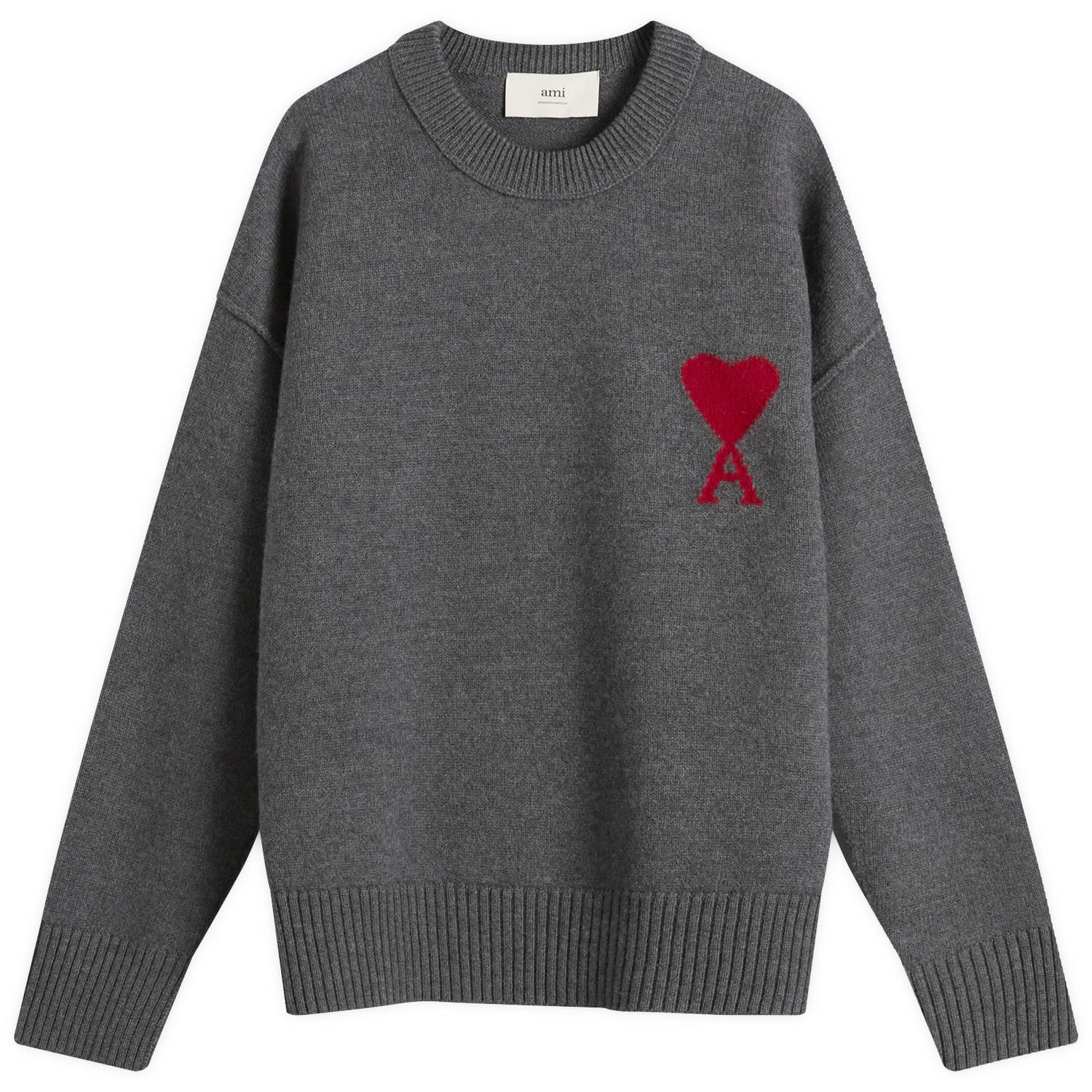 Пуловер AMI Men's Merino Wool Knit ADC Crew Neck Jumper, Size Large Сиво | H25UKS838-018-084H25, 1