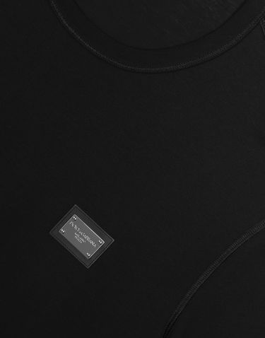 Тениска Dolce & Gabbana Long-sleeved T-shirt With Logo Tag Черно | G8PV0TG7F2IN0000, 3