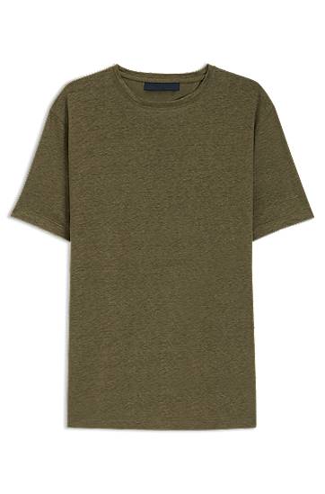 Тениска BOSS BECKHAM x BOSS Linen T-Shirt Зелено | 50552243, 0