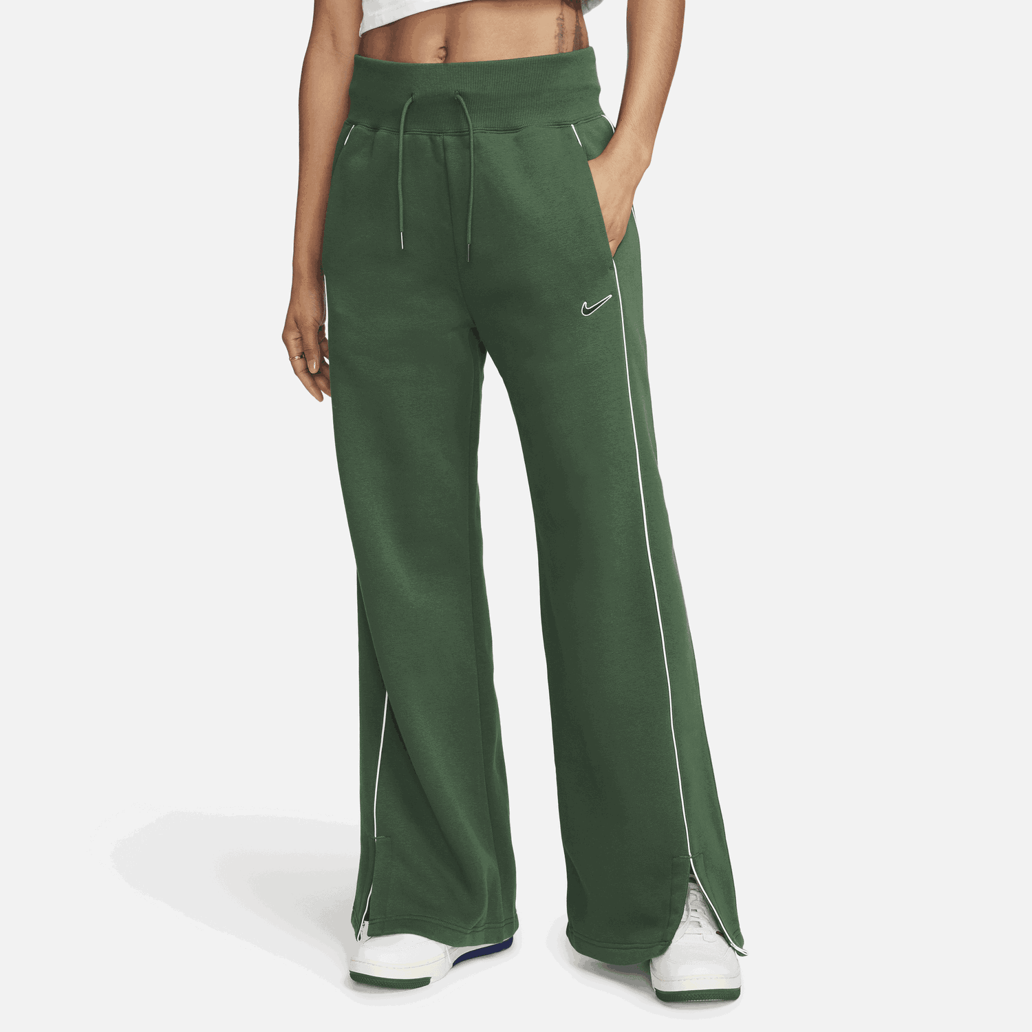 Спортни панталони Nike Sportswear Phoenix Fleece High-Waisted Open-Hem Tracksuit Bottoms Зелено | FV4972-323, 0