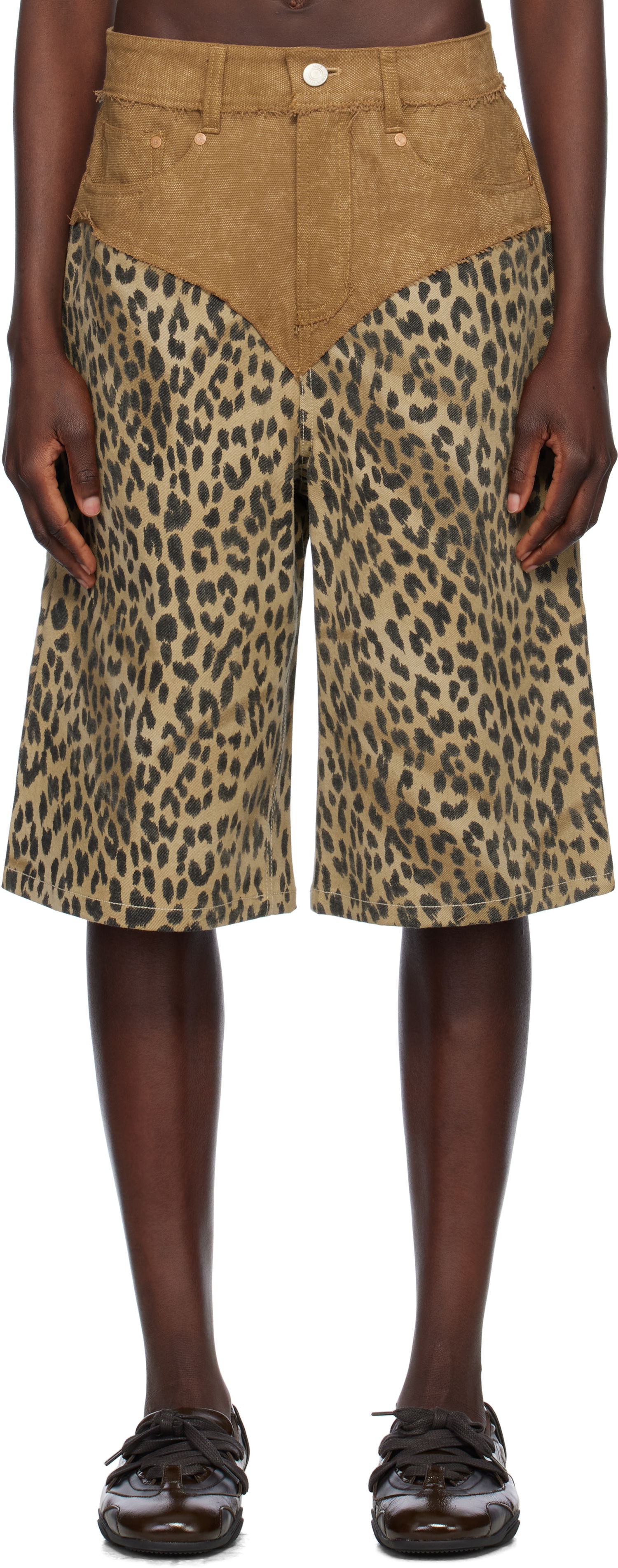 Къси панталони Andersson Bell Oxford Combo Leopard Shorts Бежово | apa821w, 0