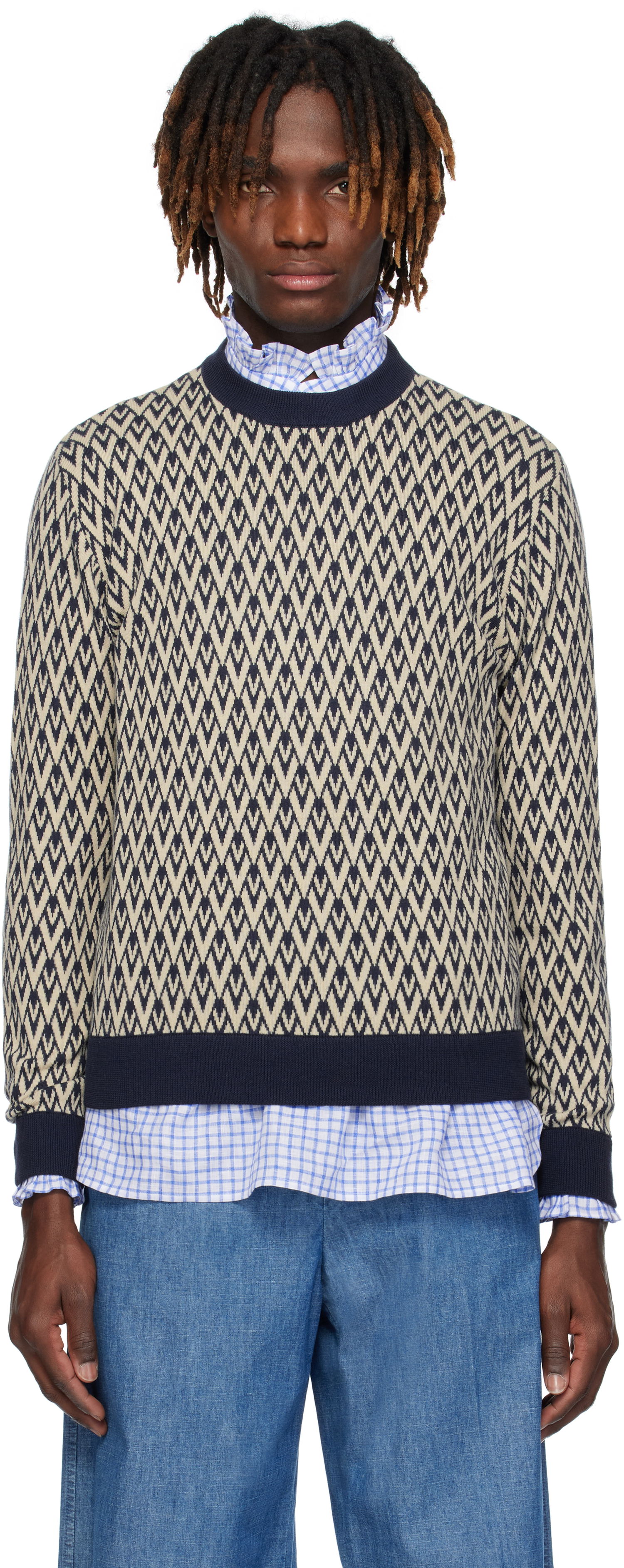 Пуловер Valentino Valentino 'Toute La V' Patterned Sweater Бежово | 6V3KC33KAR0, 0