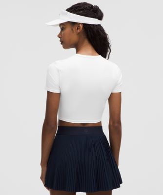 Съкратен топ lululemon Cropped T-Shirt Slim Fit with Built-in Bra Medium Support B/C Cups L Бяло | prod11871026, 9