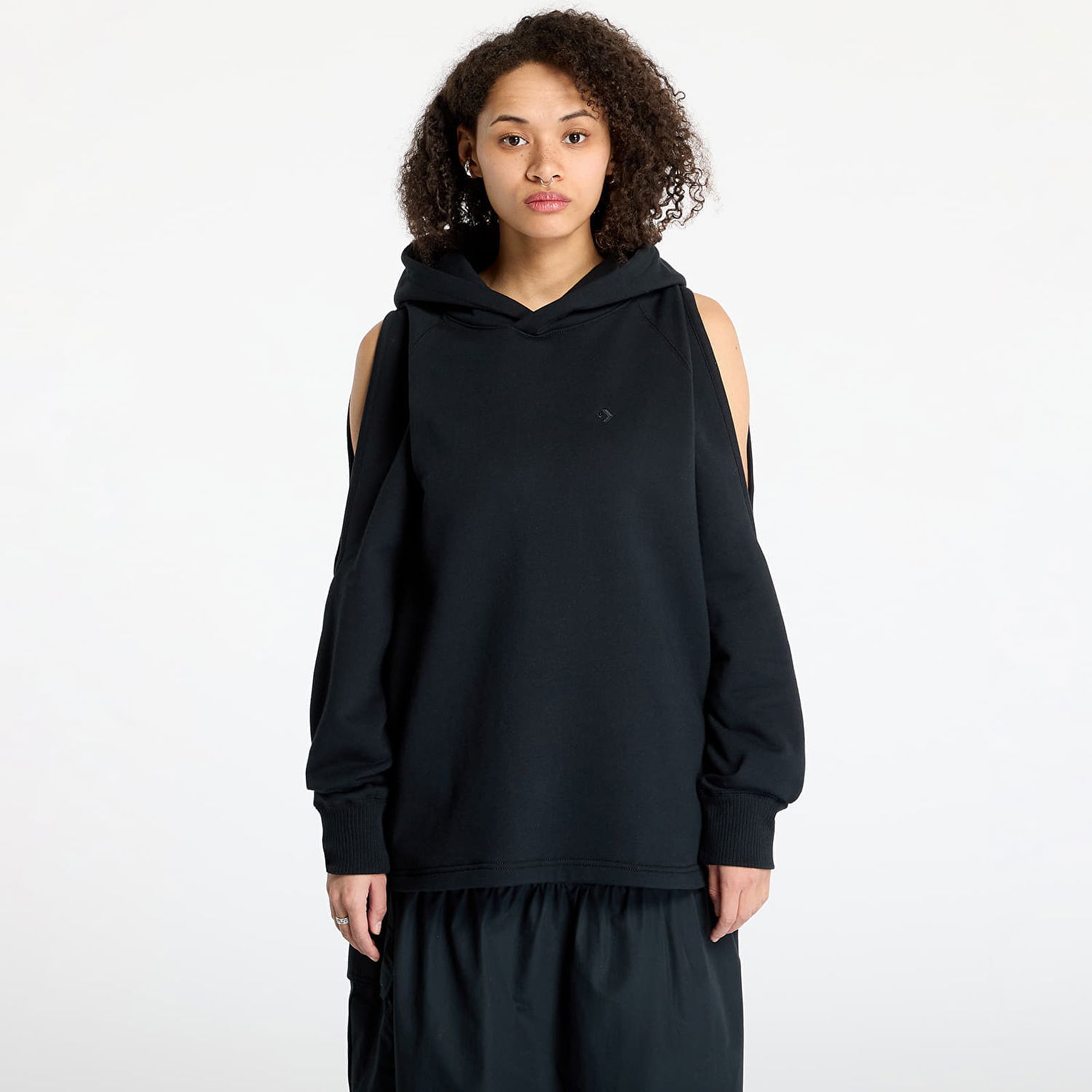 Суитчър Converse Converse Loose-Fit Shoulder Cut-Out Fleece Hoodie Черно | 10028018-A01, 0