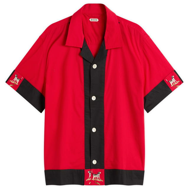 Pointer Embroidered Dog Short Sleeve Shirt
