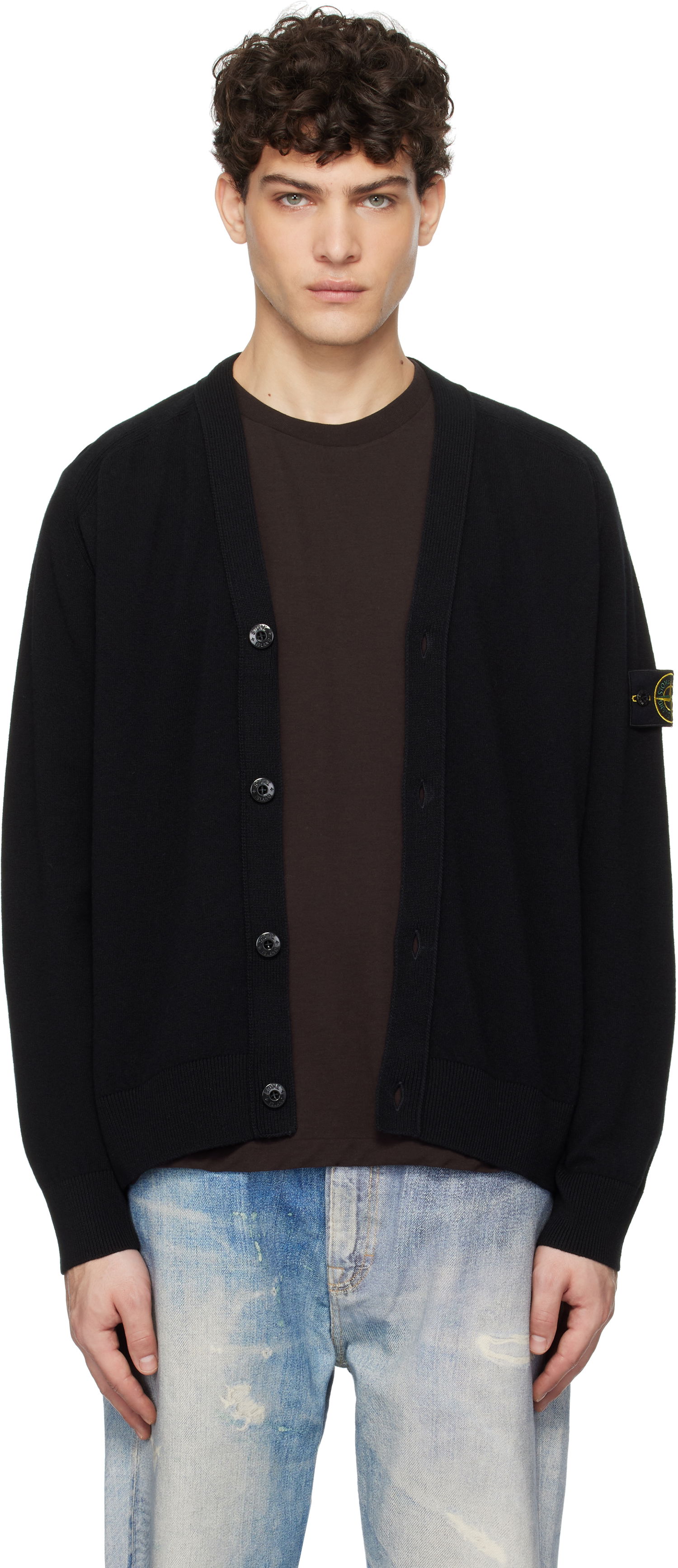Пуловер Stone Island Stone Island Light Geelong Wool Cardigan Черно | K1S15 5100023 S00B4, 0