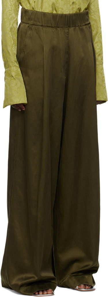 Панталони Dries Van Noten Dries Van Noten Elasticated Wide-Leg Trousers Зелено | 251-010910-1426, 1