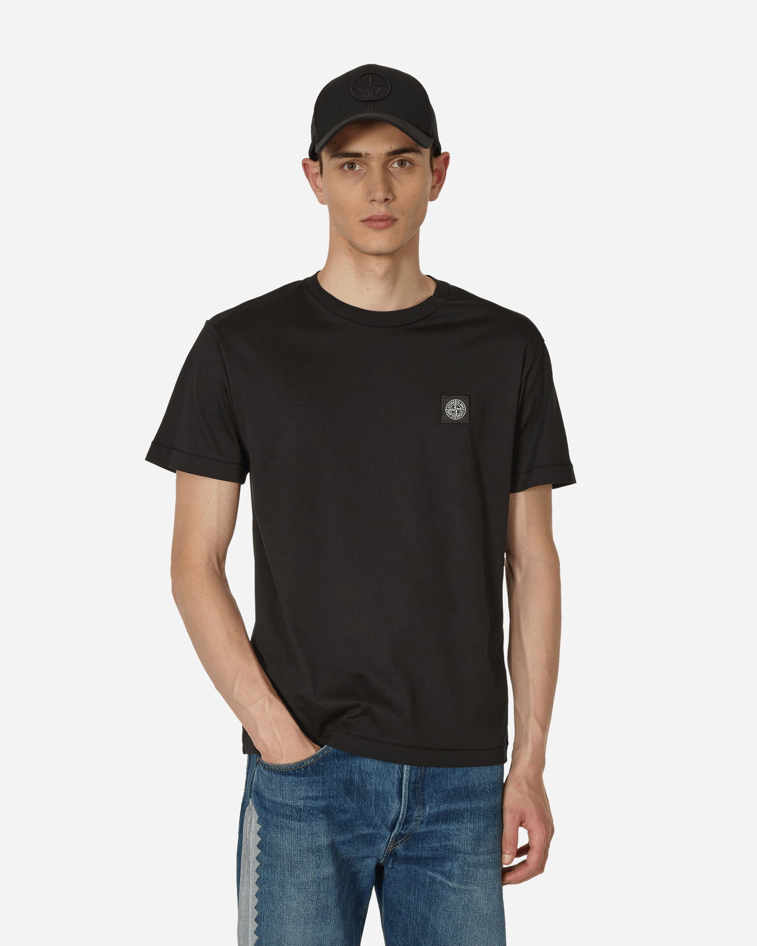 Тениска Stone Island Garment Dyed Logo Черно | 791524113 A0029, 1