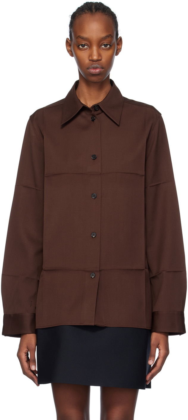 Риза Jil Sander Spread Collar Shirt Кафяво | J04DL0004_J40003, 0