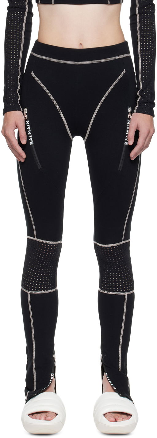 Клинове Balmain Balmain Contrast Stitch Leggings Черно | YF1PD034JD58, 0
