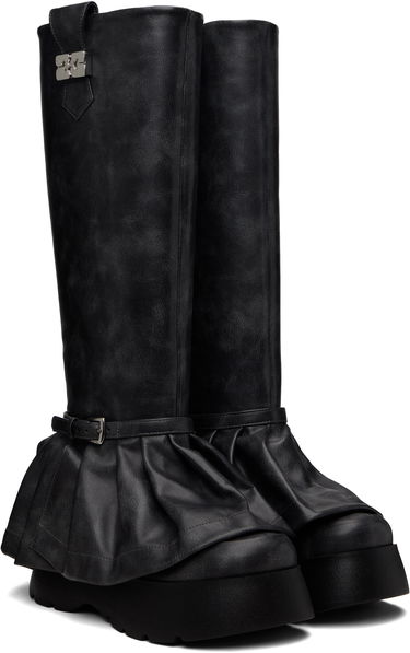 Кецове и обувки GANNI Kat Tall Platform Pleated Boots Черно | S3246, 3