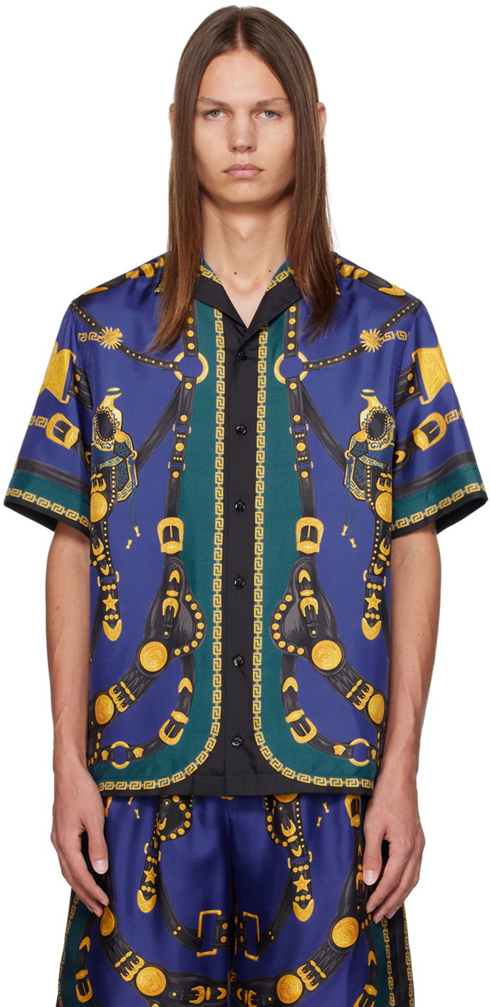 Риза Versace Blue Medusa Saddle Shirt Тъмно синьо | 1003926_1A07425, 0