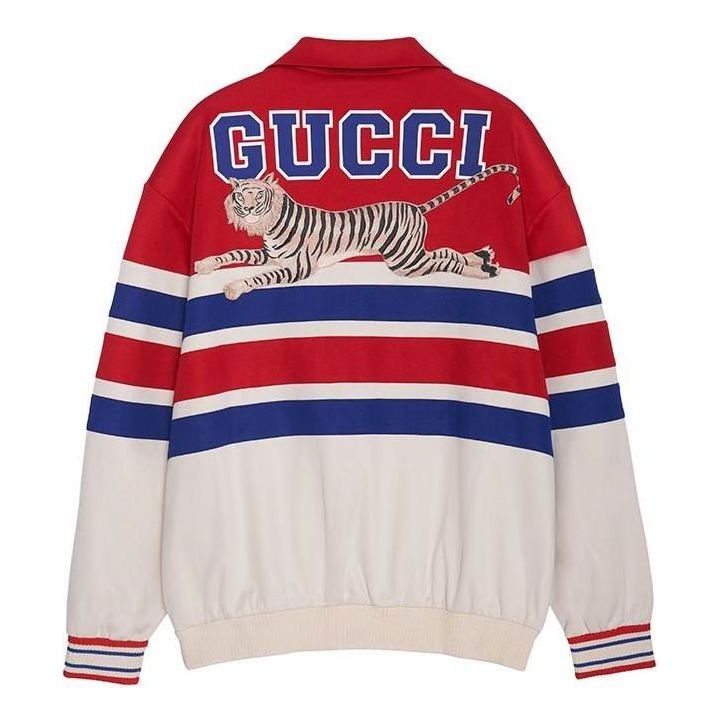 Суитчър Gucci Tiger Patch Collared Sweatshirt Червено | 683513-XJD3R-6116