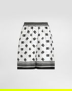Dolce & Gabbana DG Logo All-Over Print Silk Shorts