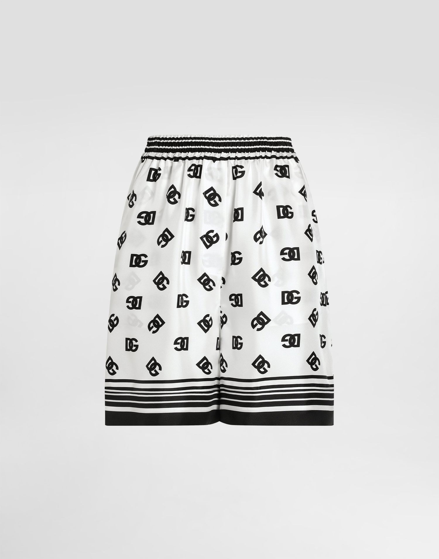 Къси панталони Dolce & Gabbana Dolce & Gabbana DG Logo All-Over Print Silk Shorts Бяло | FTAM7THI1Z6HA9CN, 0