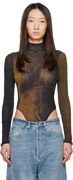 Jean Paul Gaultier Printed High Neck Bodysuit